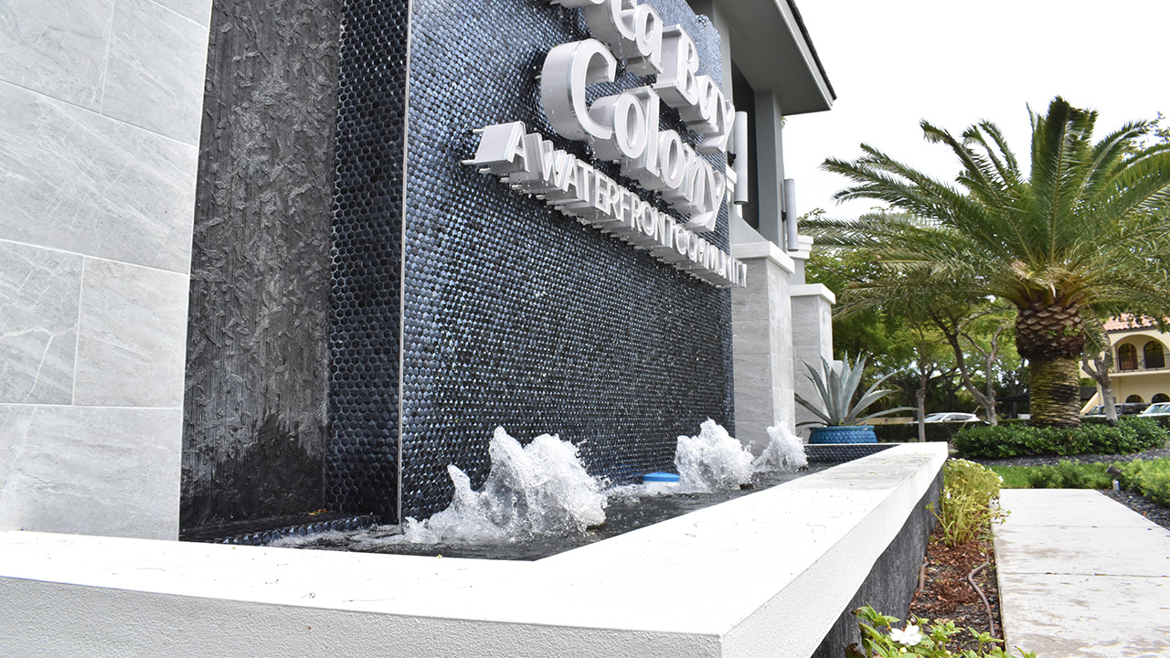 Commercial project Entry Display with Water Fall Features