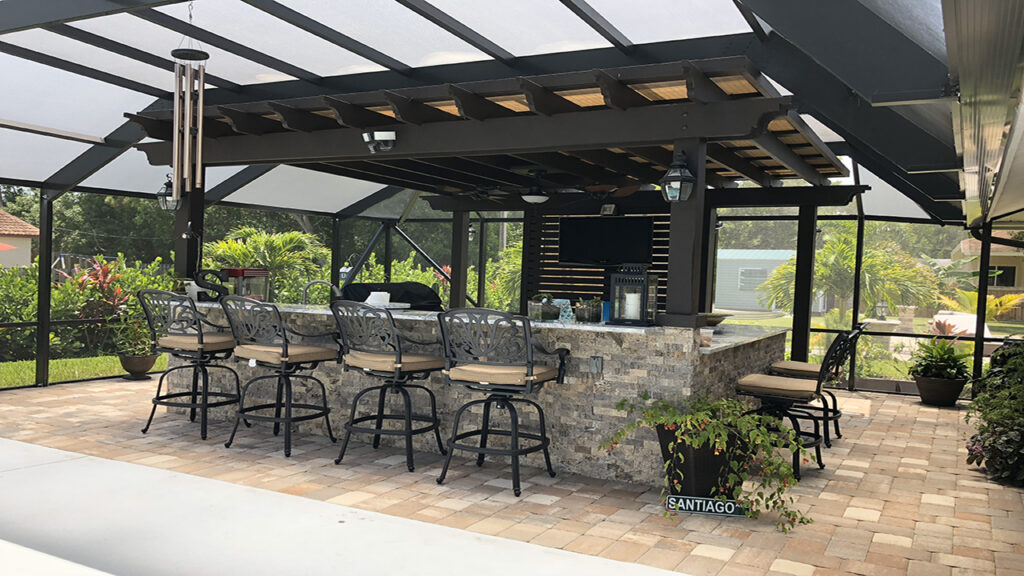 Outdoor living project. Featuring a pergola and outdoor kitchen in POrt St Lucie Florida