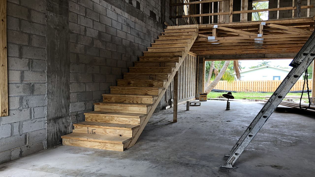 Wood framing of stairs for a 2nd story single family home