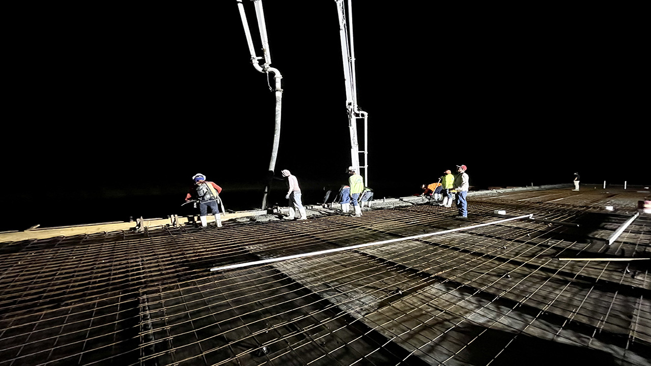 Concrete pour project for a shell construction on the second floor