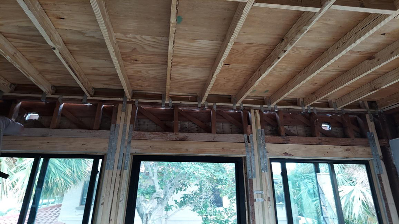 Complete re-frame and re-strap construction project in Palm Beach Fl